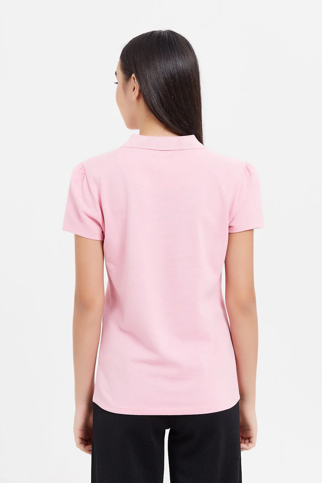 Senior Girls Plain Pink Polo Shirt