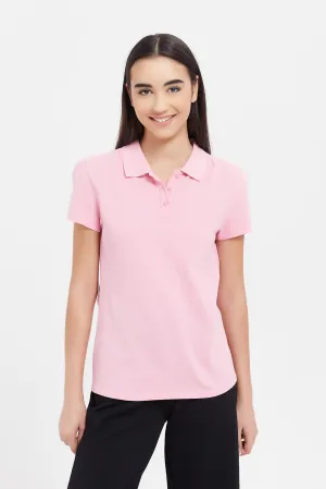 Senior Girls Plain Pink Polo Shirt