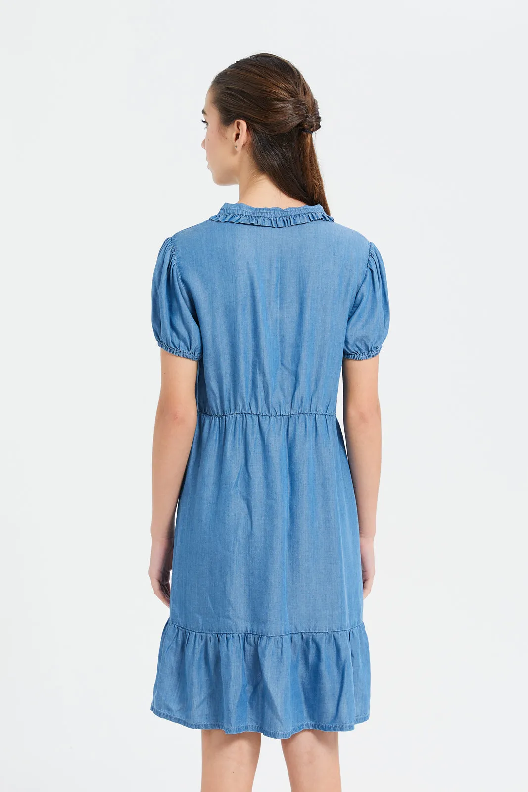 Senor Girls Blue Tiered Denim Dress