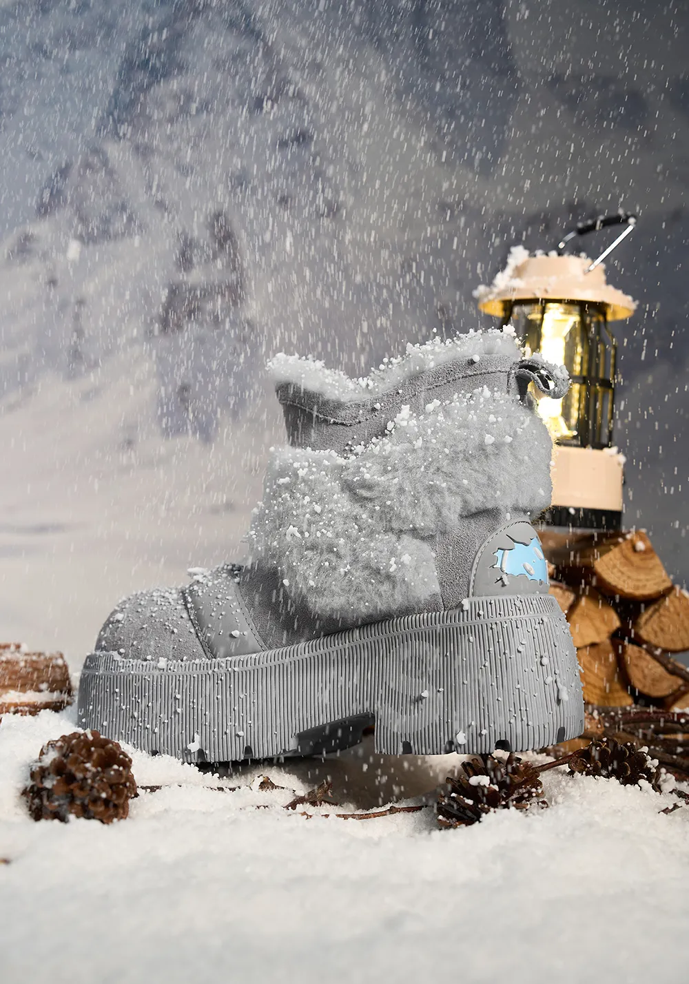 Short Snow Boots-Gray