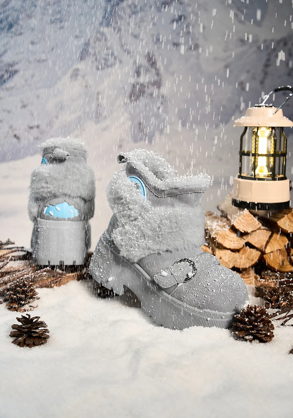 Short Snow Boots-Gray