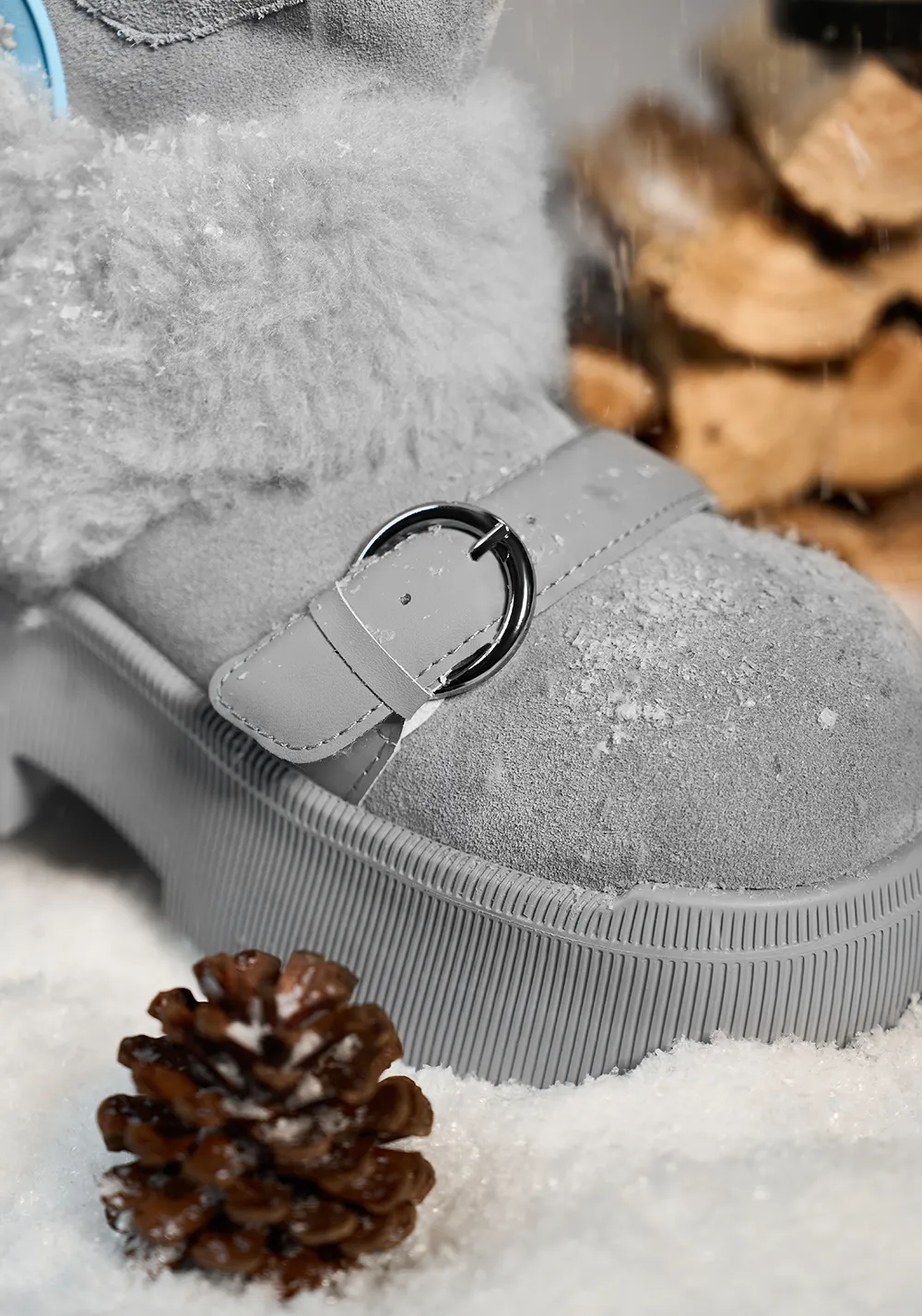 Short Snow Boots-Gray