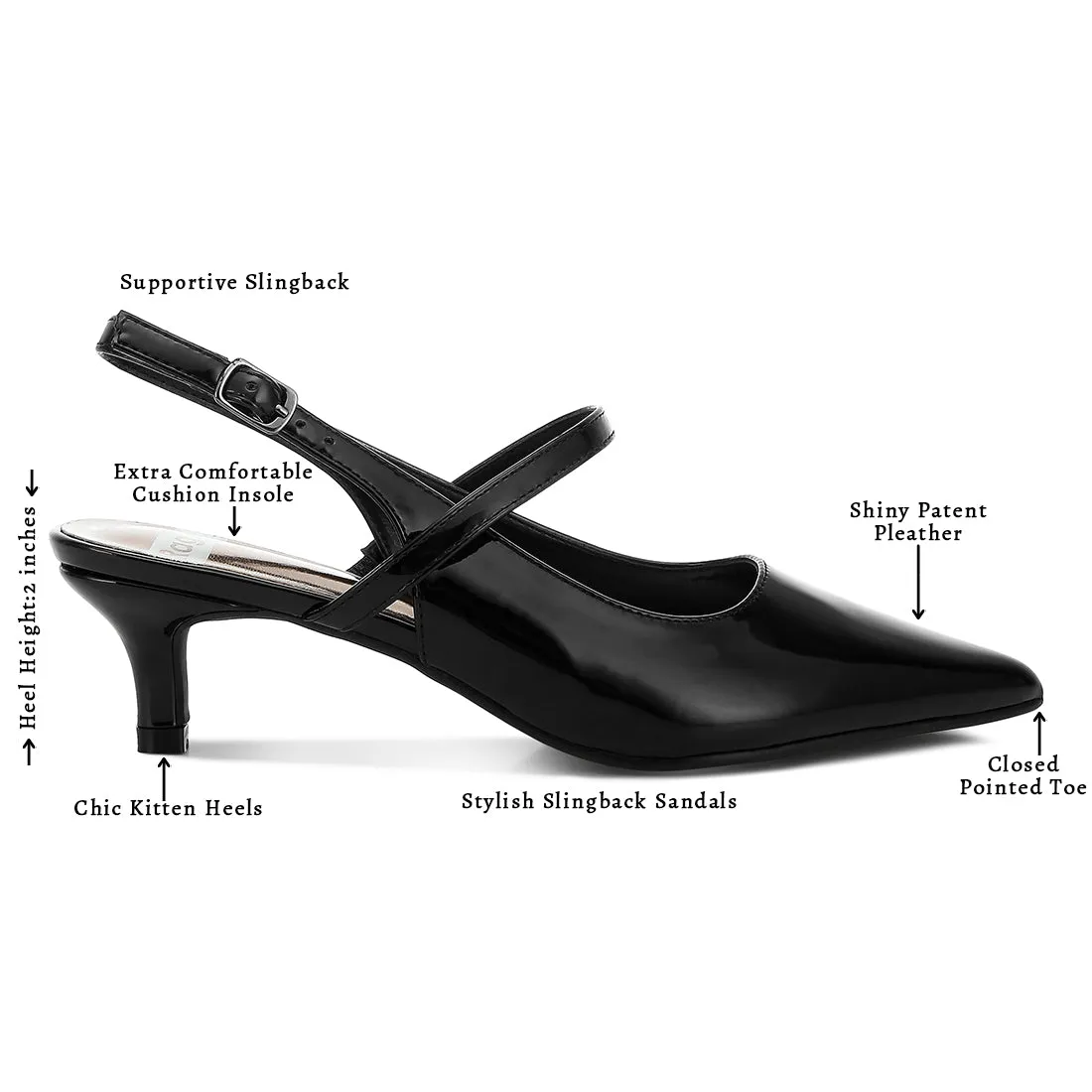 Slingback Sandals with Kitten Heel