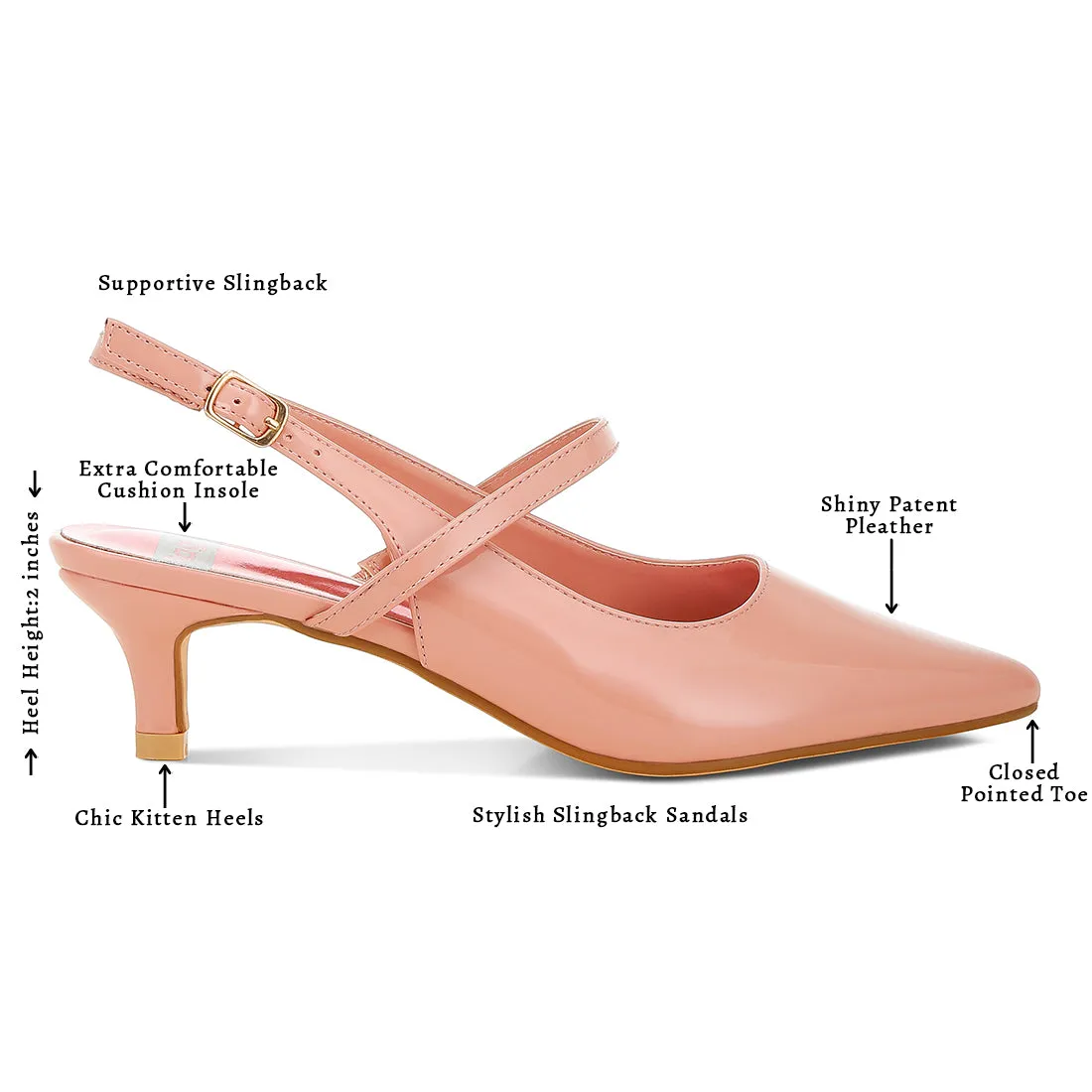 Slingback Sandals with Kitten Heel
