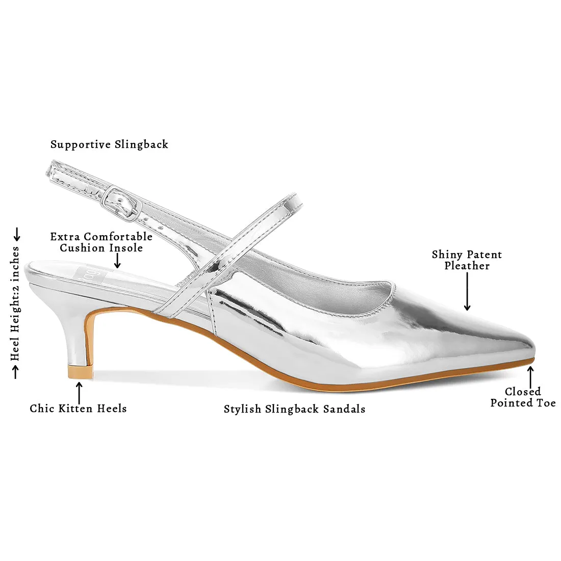 Slingback Sandals with Kitten Heel