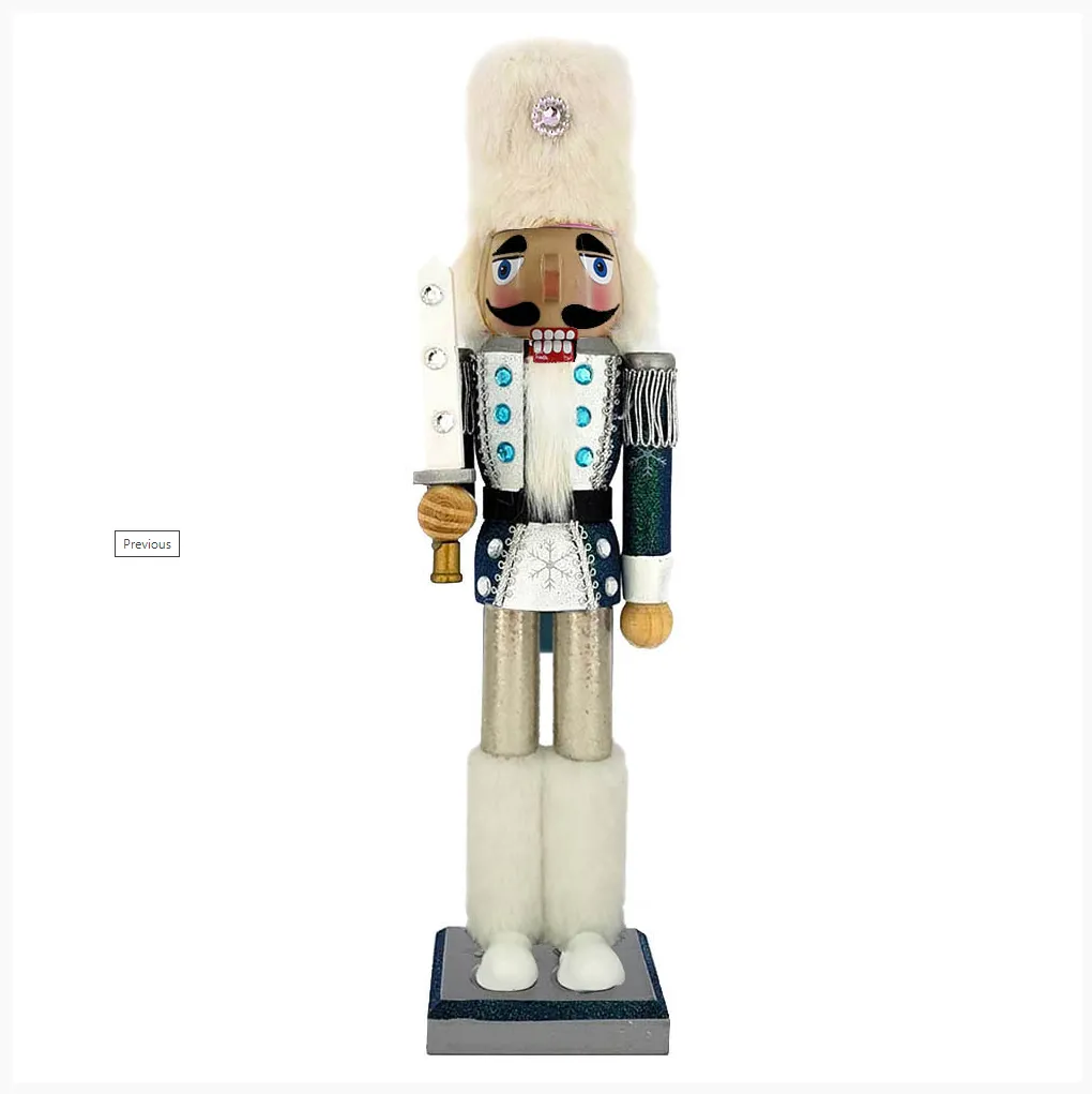 Snow Fantasy Soldier Nutcracker White and Blue Fur Hat 15 inch