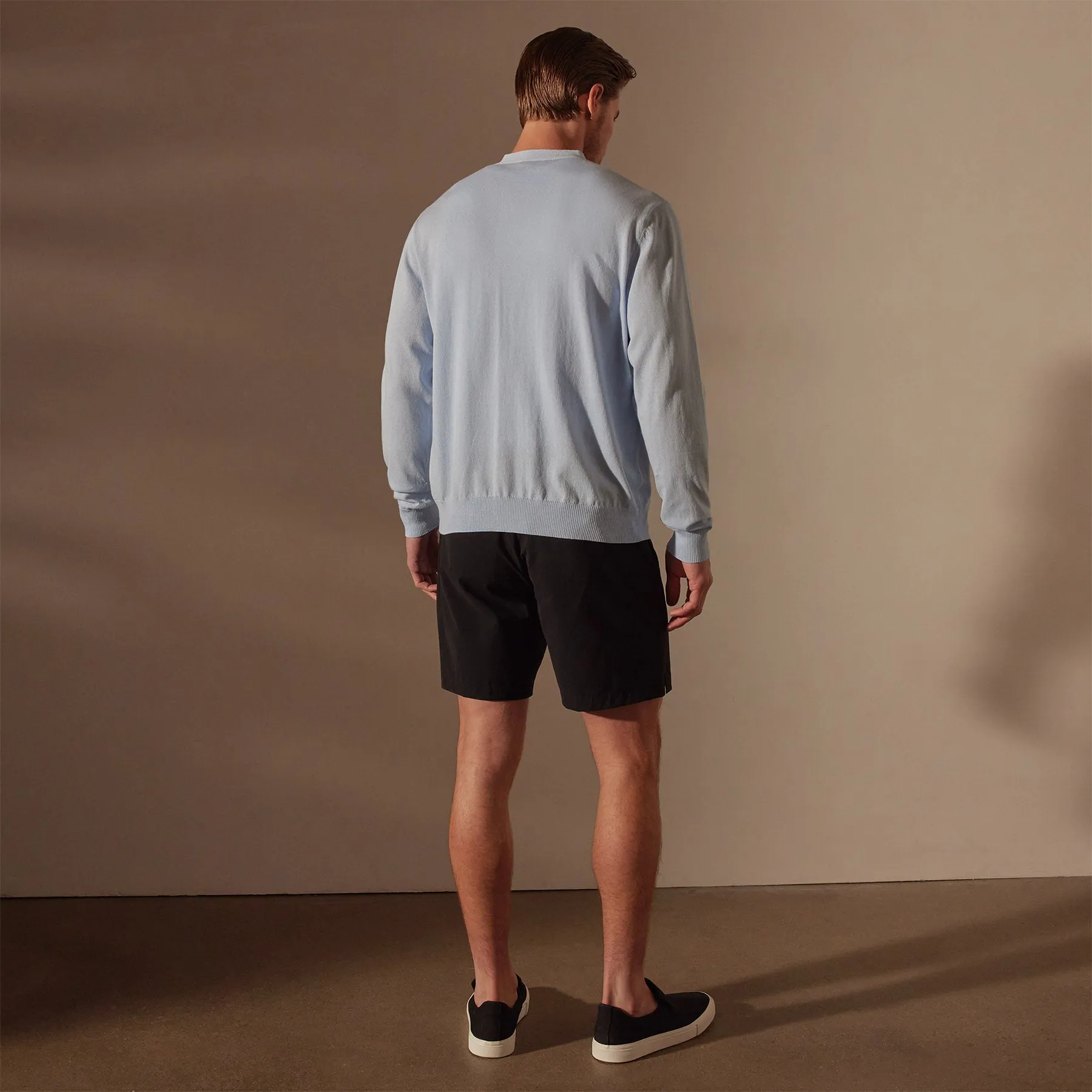 Stretch Cotton Cardigan - Bleached Blue