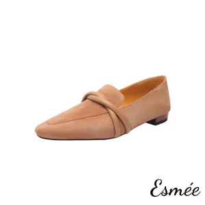Suede Loafers with Leather Straps Design