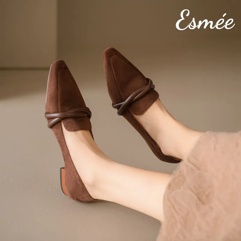 Suede Loafers with Leather Straps Design