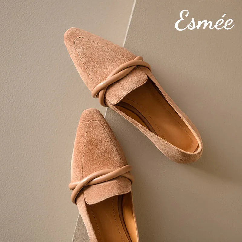 Suede Loafers with Leather Straps Design