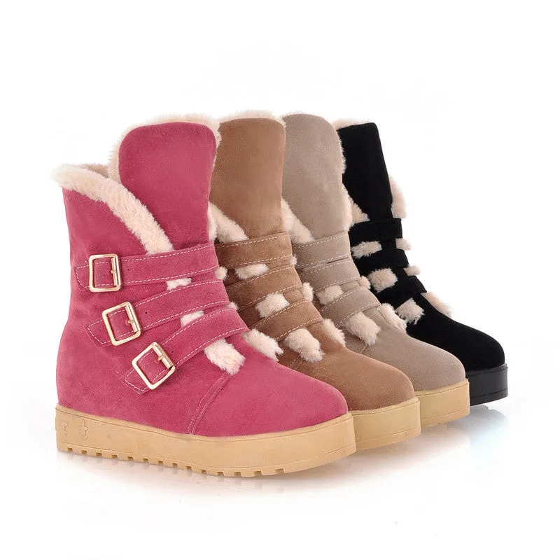 Sweet Three Buckles Flat Short Martin Boots