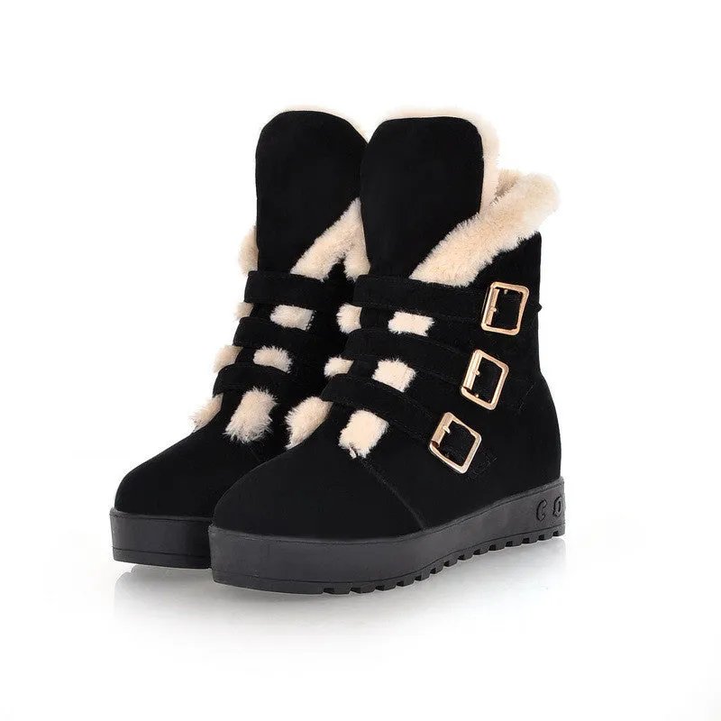 Sweet Three Buckles Flat Short Martin Boots