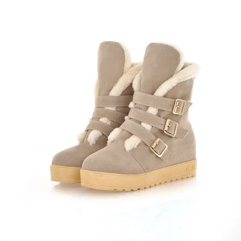 Sweet Three Buckles Flat Short Martin Boots