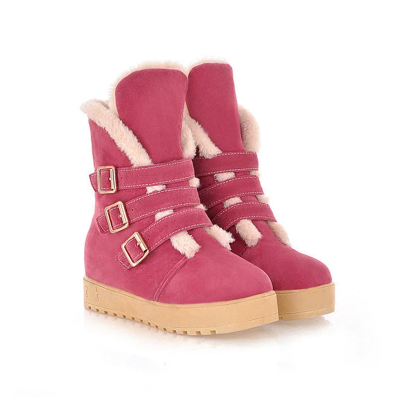 Sweet Three Buckles Flat Short Martin Boots