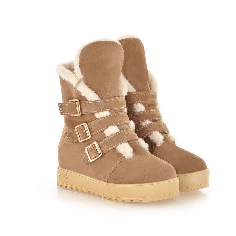 Sweet Three Buckles Flat Short Martin Boots