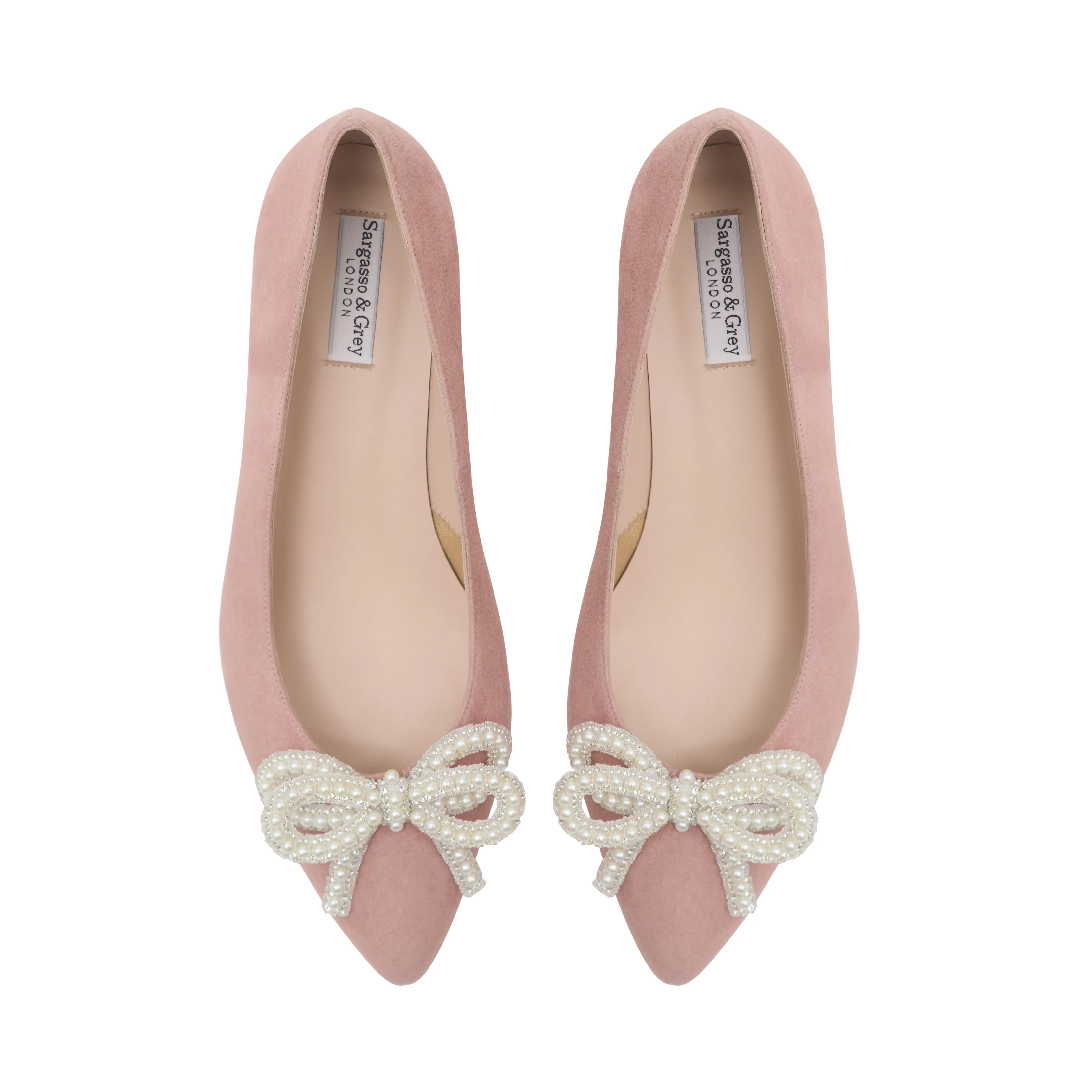 Tess Extra Wide Width Pumps with Pearl Bow - Pink Suede