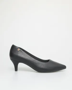 Tomaz NN234 Ladies Pointy Kitten Heels (Black)