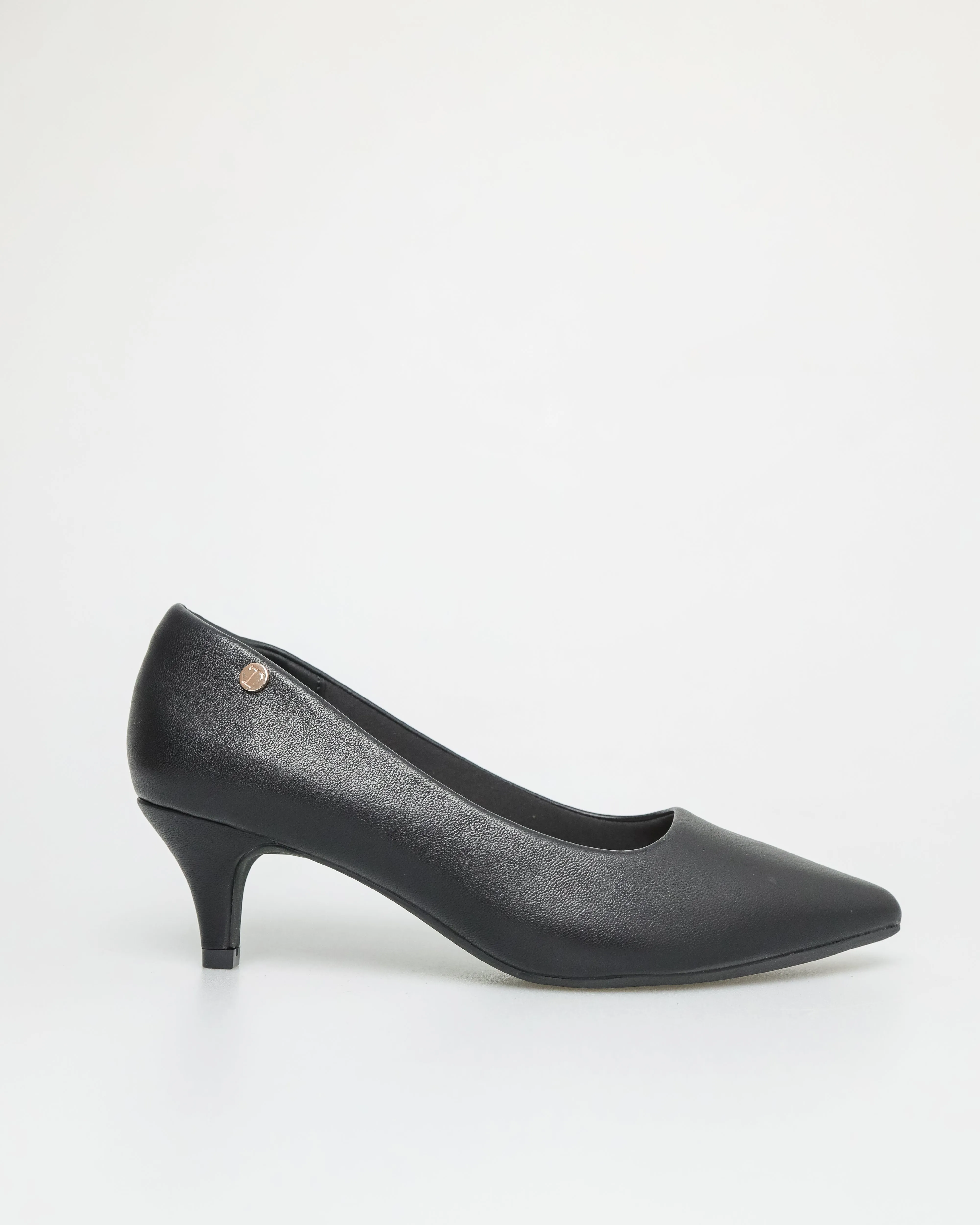 Tomaz NN234 Ladies Pointy Kitten Heels (Black)