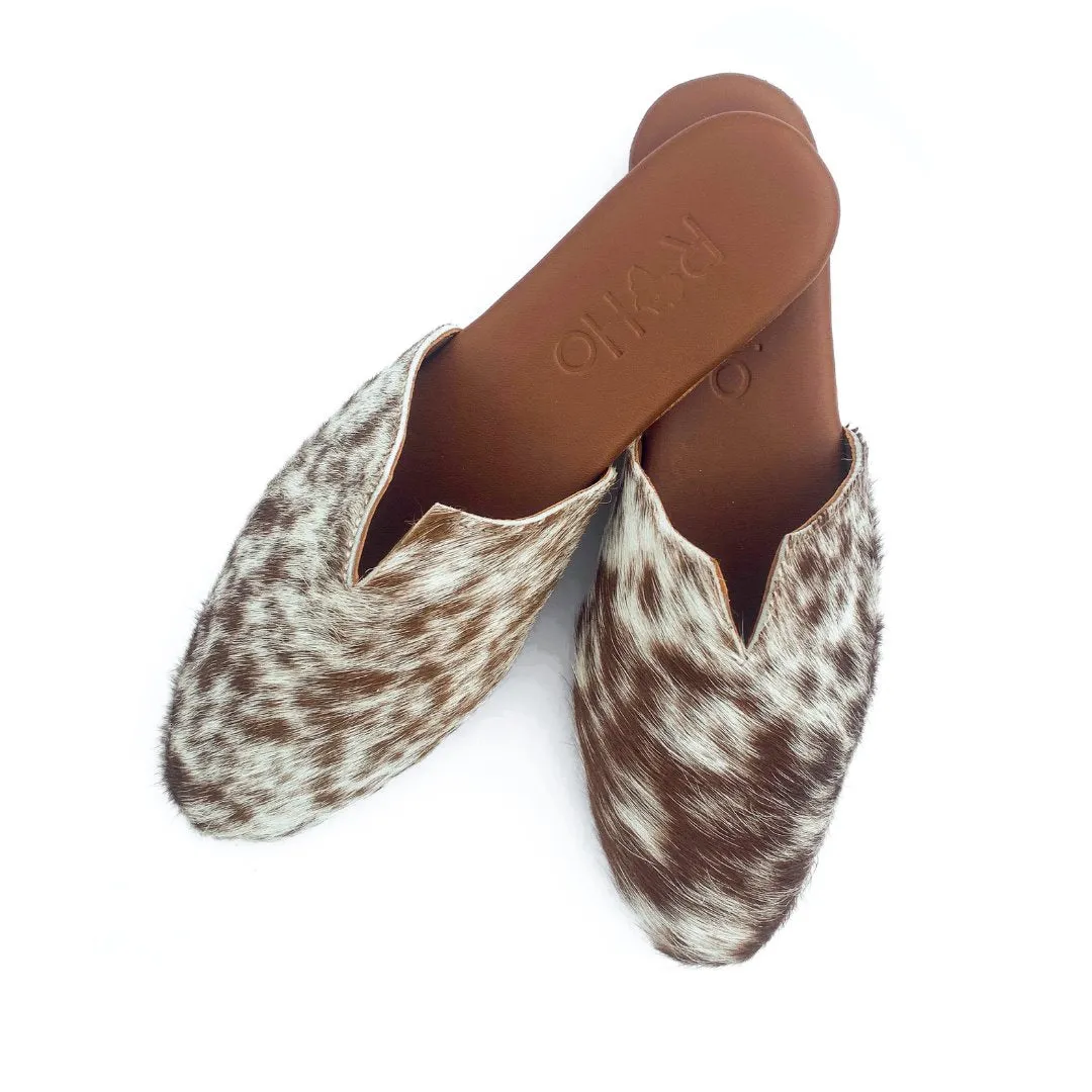 Tsavo Cowhide Mule, Brown & White