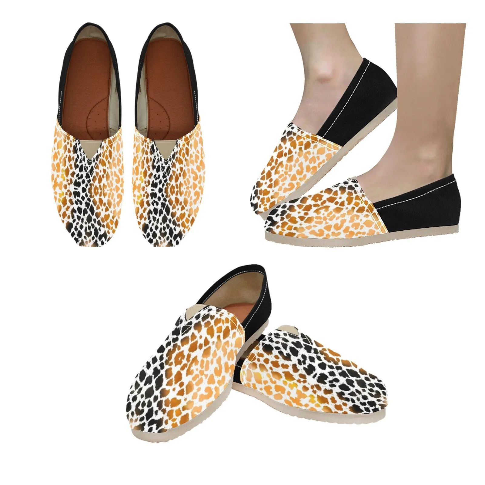 Warm Leopard Women's Canvas Slip On Shoes