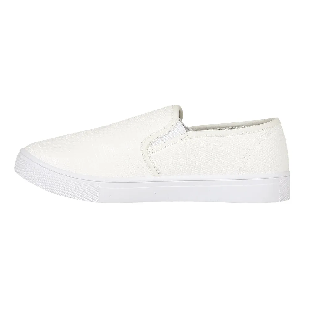 White Lizard Flat Shoes