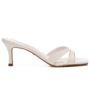 White Slide Kitten Heels