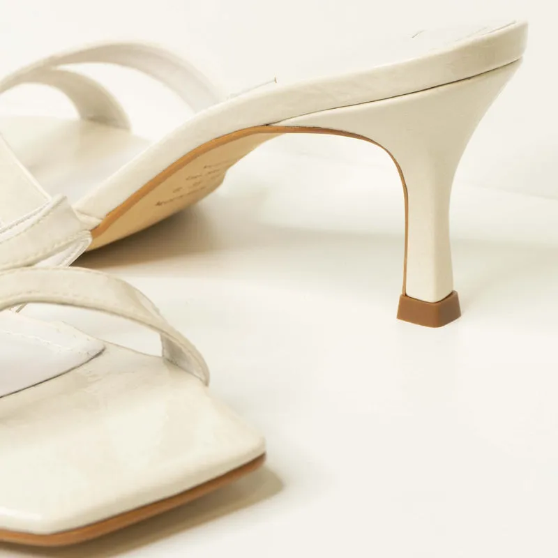 White Slide Kitten Heels