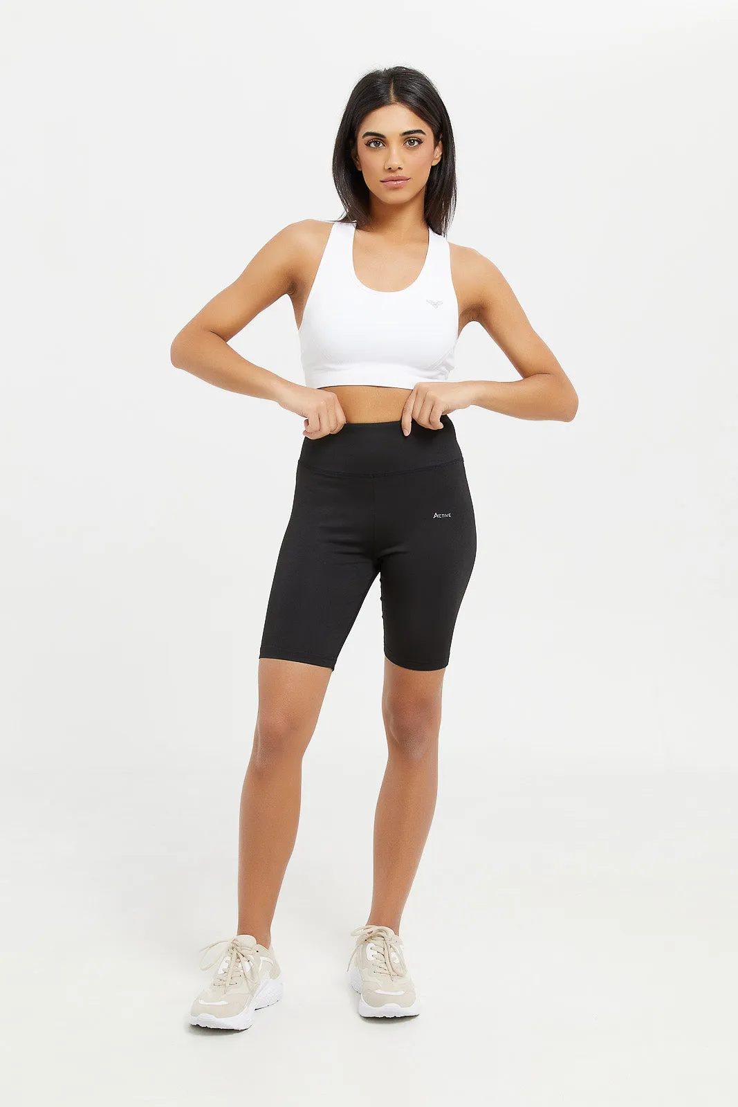 Women Black Biker Short