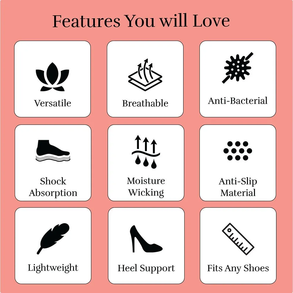 Women's All-Day Comfort Insoles Bundle -2: Two Pair of Full Length and Two Pair of 3/4th Insole with 8 Flower-Shaped Cushion Insoles (FREE 4 Pieces of Flower Shaped Insoles and One Pair of Long Insoles)