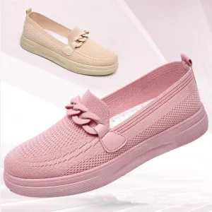 Women’s Chain Slip-On Flats – Round Toe Comfortable Shoes