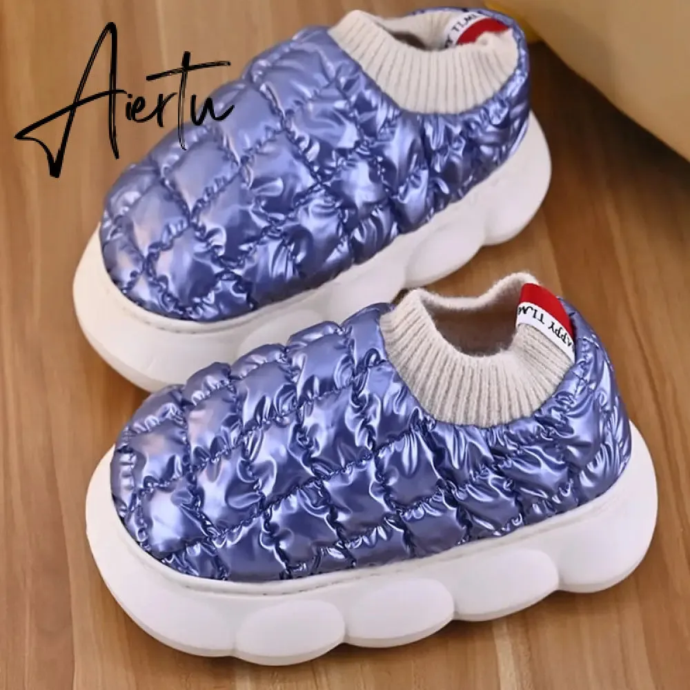 Women's Platform Boots Winter Pink Female Cotton Shoes Light Soft Down Waterproof Thick Heels Warm Furry Woman Ankle Boot