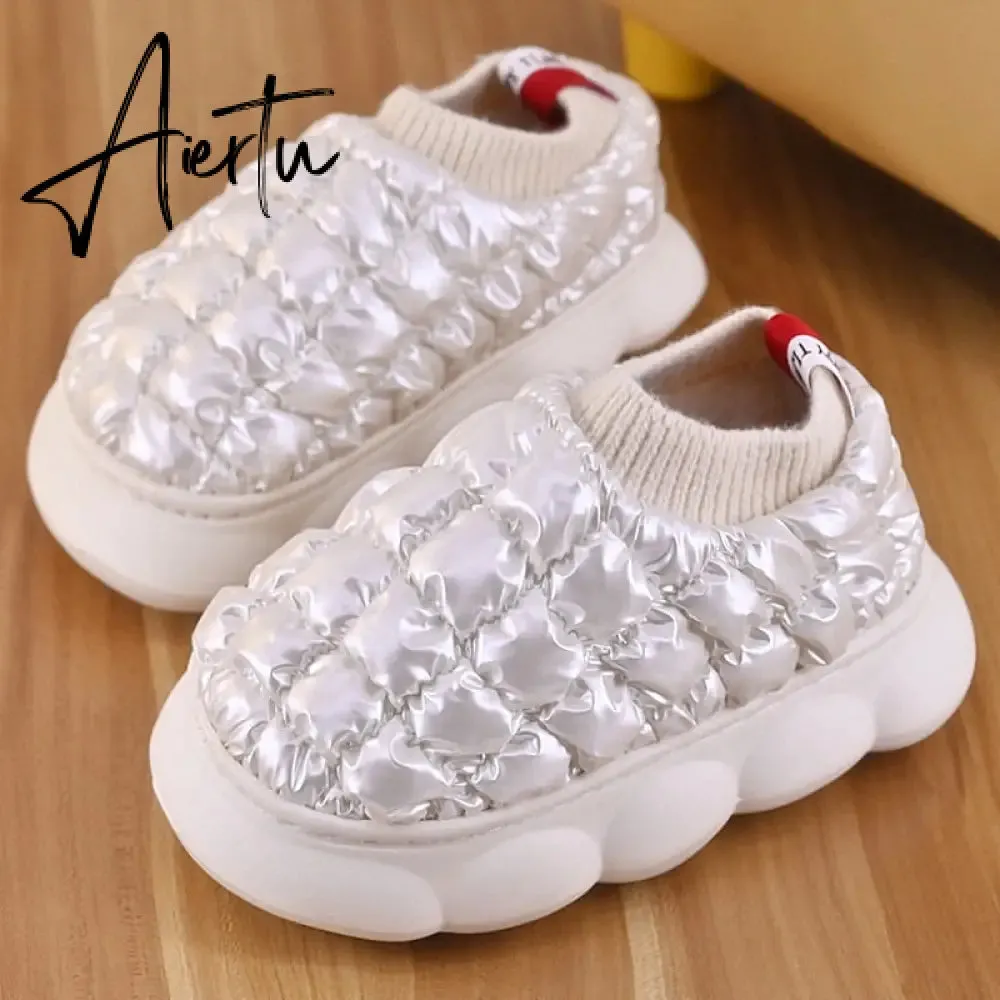 Women's Platform Boots Winter Pink Female Cotton Shoes Light Soft Down Waterproof Thick Heels Warm Furry Woman Ankle Boot
