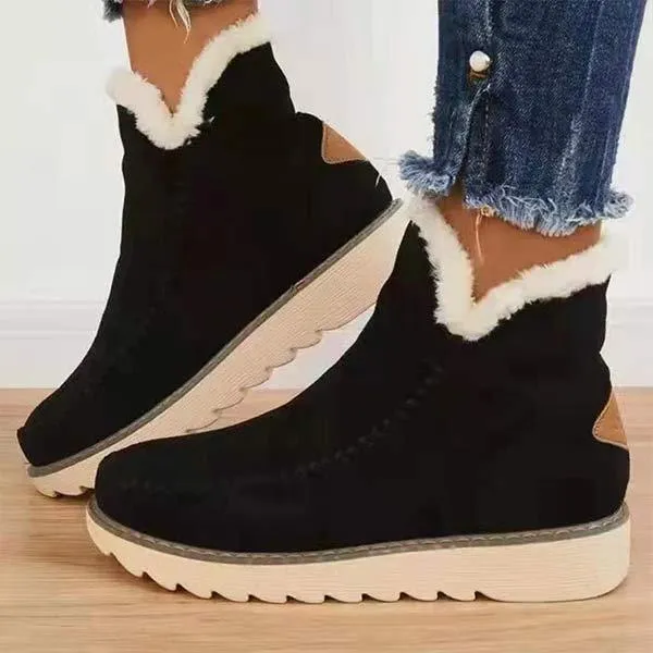 Women'S Rabbit Fur Warm Wedge Snow Boots 25927602C