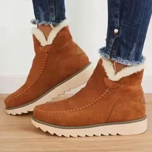 Women'S Rabbit Fur Warm Wedge Snow Boots 25927602C